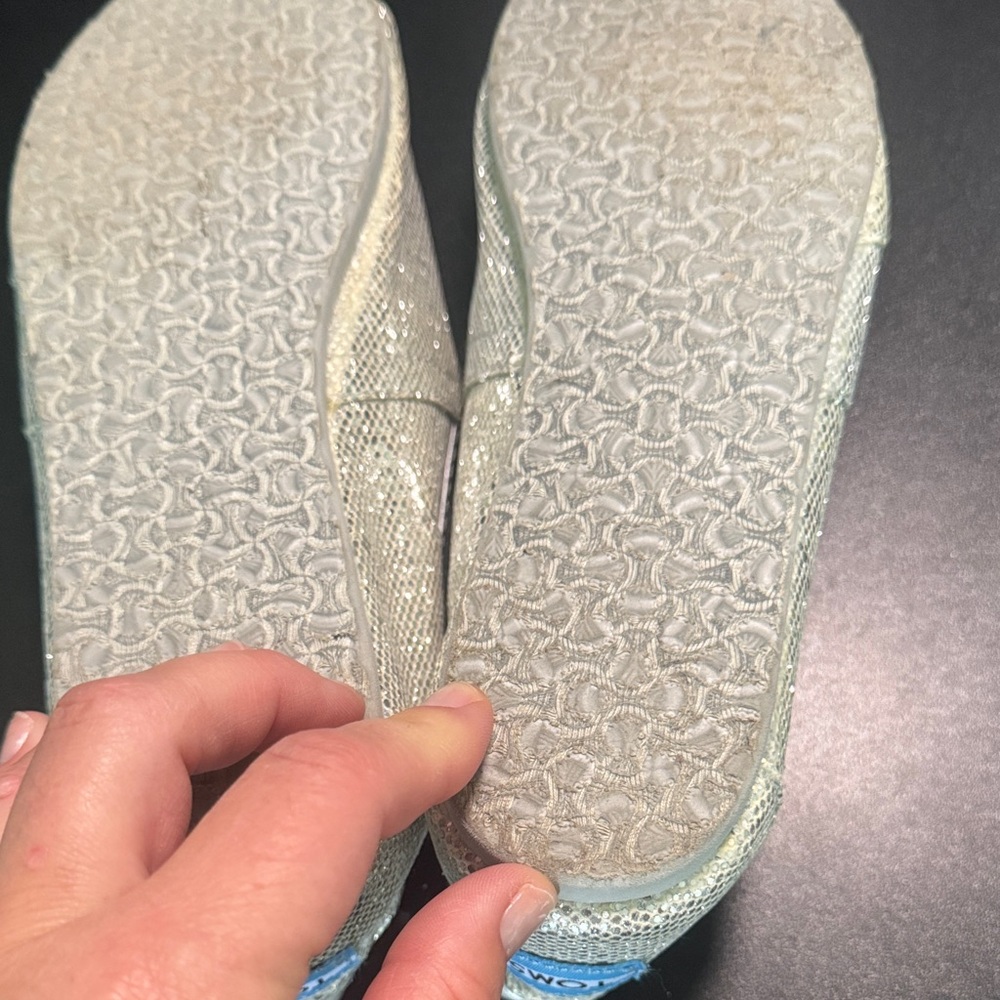 TOMS Shimmering Silver Slip-Ons - Picture 4 of 4